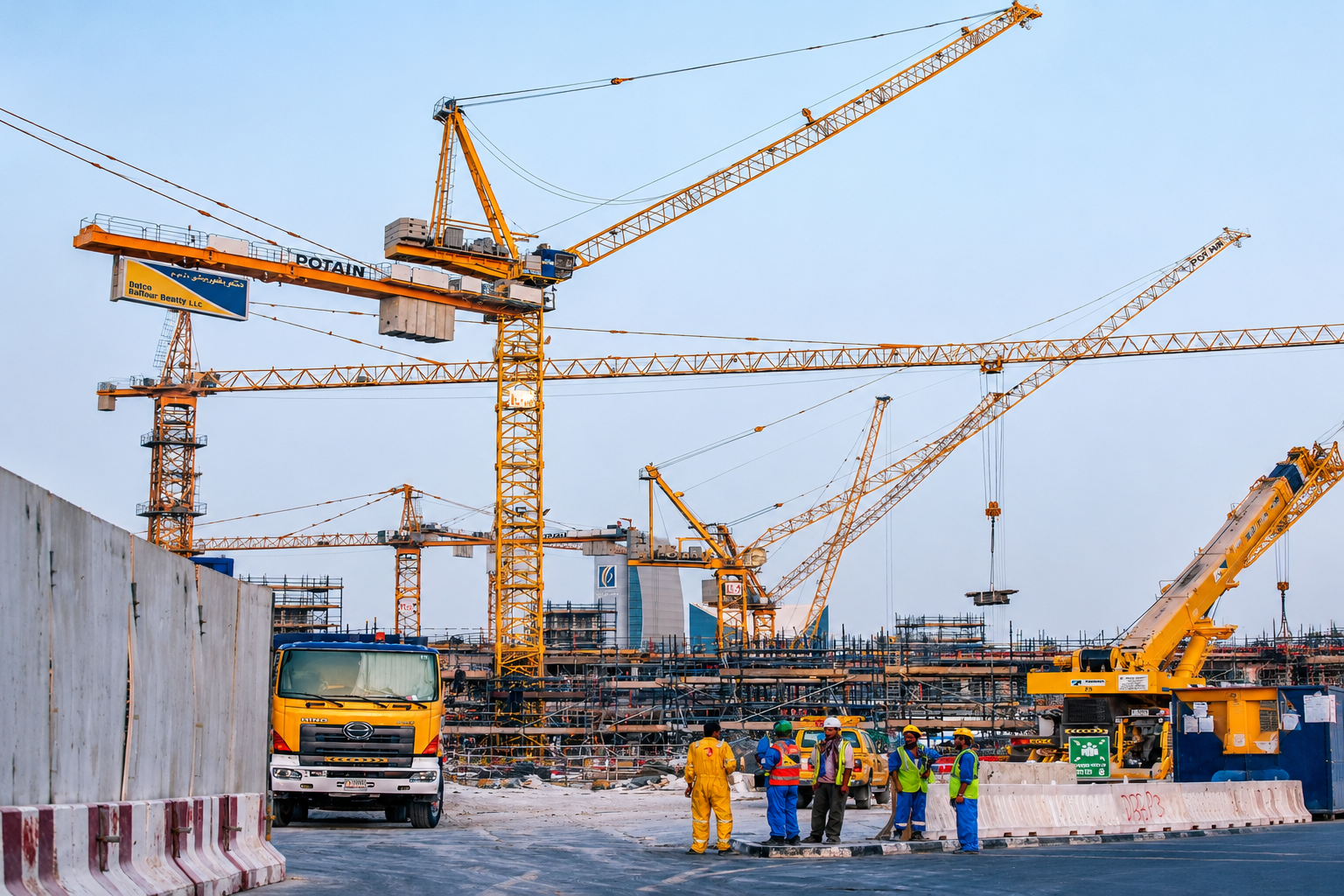 Construction site with tower crane