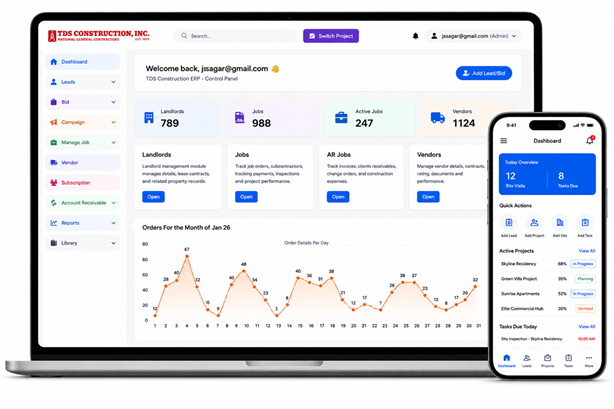 TDS Construction CRM screenshot